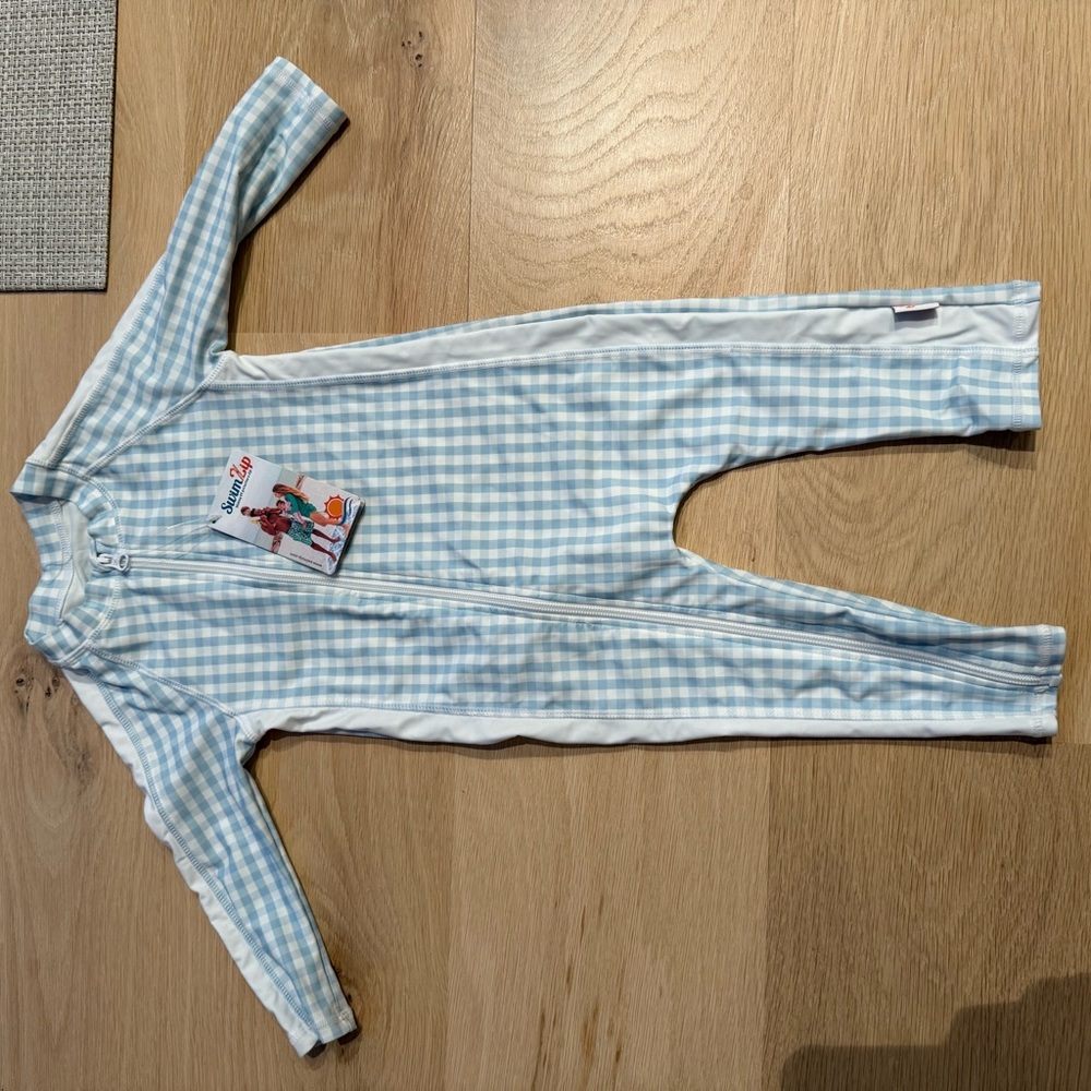 Charming Blue Checkered Kids Rashguard - Picture 9 of 10